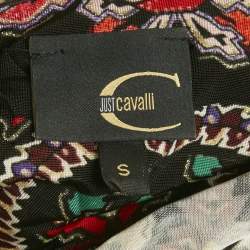 Pre Owned Just Cavalli Multicolor Printed Jersey & Silk Top & Skirt Set S/M