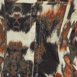 Pre Owned Just Cavalli Brown Animal Print Cotton Lace Detail Top M