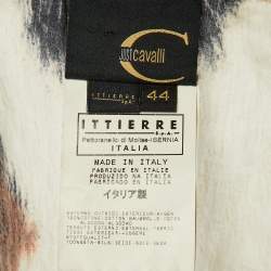 Pre Owned Just Cavalli Brown Animal Print Cotton Lace Detail Top M