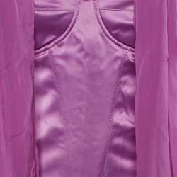Pre Owned Just Cavalli Purple Satin Detachable Drape Corset Top M