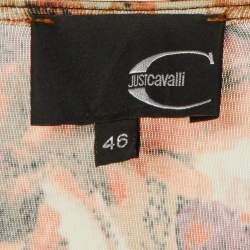Pre Owned Just Cavalli Multicolor Floral Print Jersey Wrap Around Mini Dress L