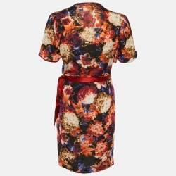 Pre Owned Just Cavalli Multicolor Floral Print Jersey Wrap Around Mini Dress L