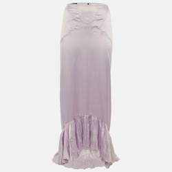 Pre Owned Just Cavalli Lavender Satin Asymmetric Hem Maxi Skirt L