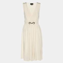 Pre Owned Just Cavalli Cream Stretch Knit Mini Dress S