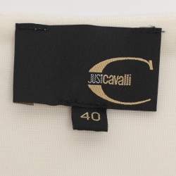 Pre Owned Just Cavalli Cream Stretch Knit Mini Dress S