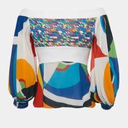 Pre Owned Just Cavalli Multicolor Printed Silk Top M