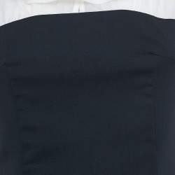 Pre Owned فستان ميني جست كافالي صوف أسود/أبيض برقبة بكشكش مقاس صغير (سمول)