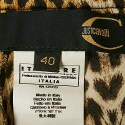 مملوكة مسبقًا بنطلون جست كافالي نمر أصفر ساتان مقاس صغير