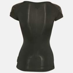 Pre Owned توب جست كافالي جيرسي أسود بأكمام قصيرة مطوي صغير