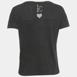 مملوكة مسبقًا Just Cavalli Printed Embellished Cotton T-Shirt S 