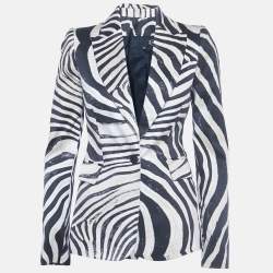 مملوكة مسبقًا Just Cavalli Brown Animal Print Gabardine Blazer S