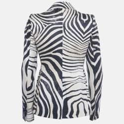 مملوكة مسبقًا Just Cavalli Brown Animal Print Gabardine Blazer S