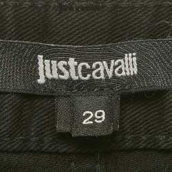 Pre Owned Just Cavalli Black Coated Denim Jeans M/Waist 31"