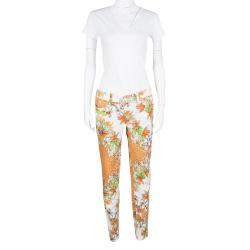 Just Cavalli Multicolor Floral And Python Print Straight Fit Jeans M