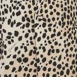 Pre Owned Just Cavalli Beige Jaguar Print Silk Blend Blazer M