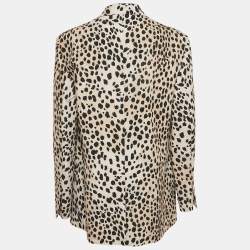 Pre Owned Just Cavalli Beige Jaguar Print Silk Blend Blazer M