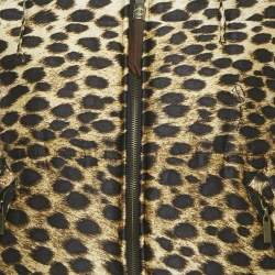 مملوكة مسبقًا Just Cavalli Brown Animal Printed Silk Puffer jacket M