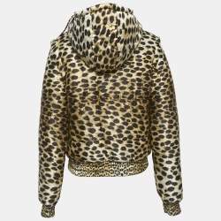 مملوكة مسبقًا Just Cavalli Brown Animal Printed Silk Puffer jacket M