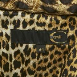 مملوكة مسبقًا Just Cavalli Brown Animal Printed Silk Puffer jacket M