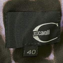 Pre Owned Just Cavalli Purple Leopard Print Stretch Satin Strapless Dress S