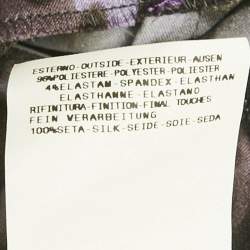 Pre Owned Just Cavalli Purple Leopard Print Stretch Satin Strapless Dress S