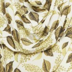 Pre Owned Just Cavalli White Leaf Print Jersey Draped Dress M