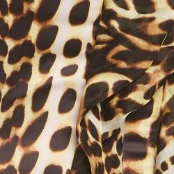 مملوكة مسبقًا Just Cavalli Brown Leopard Print Satin Ruffled Tube Dress S