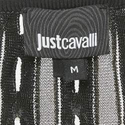 Pre Owned فساتين ماكسي جست كافالي  بكشاكش معدنية سوداء مرصعة بالذهب مقاس متوسط