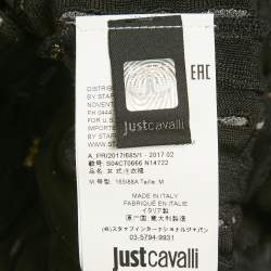 Pre Owned فساتين ماكسي جست كافالي بكشاكش معدنية سوداء مرصعة بالذهب مقاس متوسط