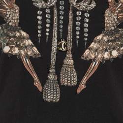 Pre Owned Just Cavalli Black Printed Cotton Long Sleeve Top M