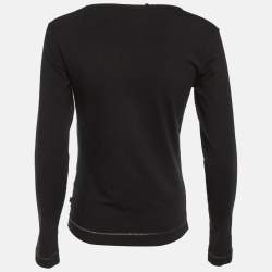 Pre Owned Just Cavalli Black Printed Cotton Long Sleeve Top M