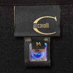 Pre Owned Just Cavalli Black Printed Cotton Long Sleeve Top M