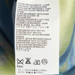 مملوكة مسبقًا Just Cavalli Blue Tiger Print Satin Belted Kaftan Tunic S