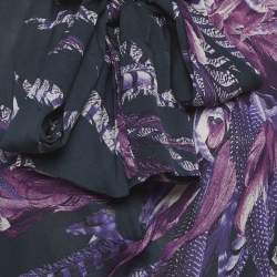 مملوكة مسبقًا Just Cavalli Purple Floral Printed Silk Top M