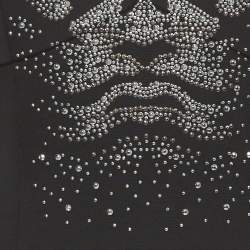 مملوكة مسبقًا فستان جست كافالي جيرسي أسود مع مسامير بطول متوسط مقاس متوسط - ميديوم