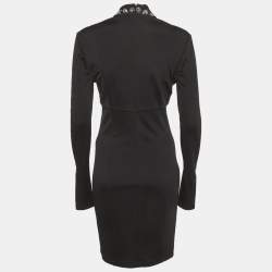 مملوكة مسبقًا فستان جست كافالي جيرسي أسود مع مسامير بطول متوسط مقاس متوسط - ميديوم