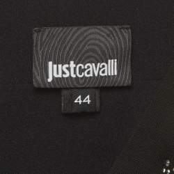 مملوكة مسبقًا فستان جست كافالي جيرسي أسود مع مسامير بطول متوسط مقاس متوسط - ميديوم