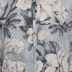 Pre Owned Just Cavalli Blue Floral Print Crepe Shirt M