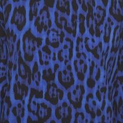 Pre Owned Just Cavalli Blue Leopard Print Crepe Sweatshirt L