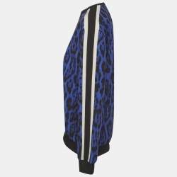 Pre Owned Just Cavalli Blue Leopard Print Crepe Sweatshirt L