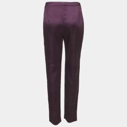 Pre Owned Just Cavalli Purple Satin Side Tape Trousers M