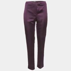 Pre Owned Just Cavalli Purple Satin Side Tape Trousers M
