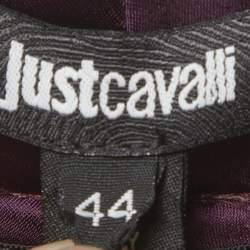 Pre Owned Just Cavalli Purple Satin Side Tape Trousers M