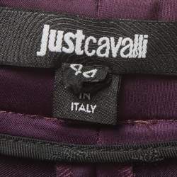 Pre Owned Just Cavalli Purple Satin Side Tape Trousers M