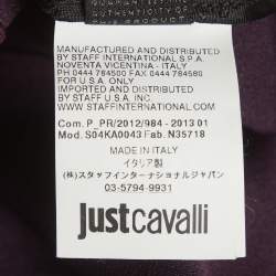 Pre Owned Just Cavalli Purple Satin Side Tape Trousers M