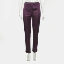 Pre Owned Just Cavalli Purple Satin Side Tape Trousers M