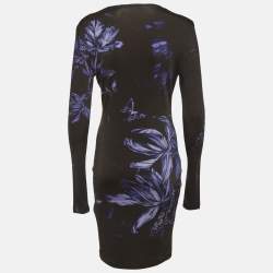 Pre Owned Just Cavalli Black Floral Print Jersey Bodycon Dress M