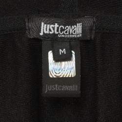 Pre Owned Just Cavalli Black Jersey Zip-Up Jacket M