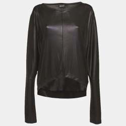 Pre Owned بلوزة جاست كافالي جيرسيه مطلي أزرق بأكمام طويلة مقاس وسط - ميديوم