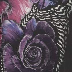 Pre Owned Roberto Cavalli Black Floral Print Jersey T-Shirt L